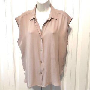 Forever 21-Women's Short Sleeve Button Up Blouse-Medium-Beige/Taupe-Lightweight